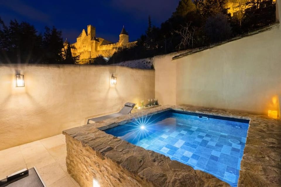 Night, Natural landscape, Swimming pool