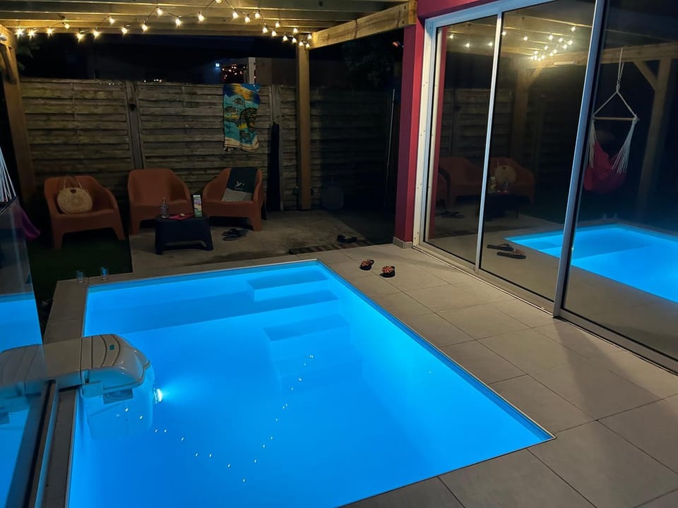 Night, Pool view, Swimming pool