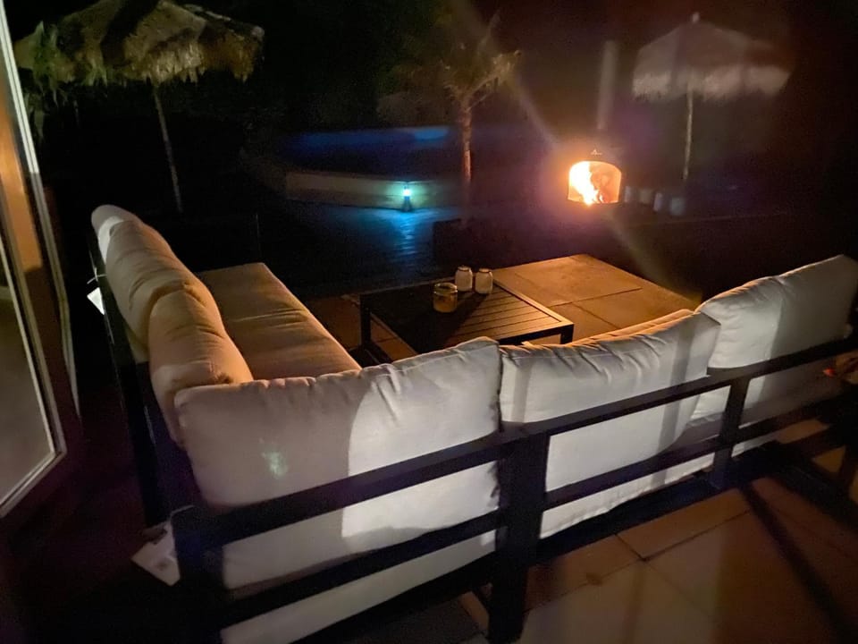 Patio, Night, Pool view, Swimming pool