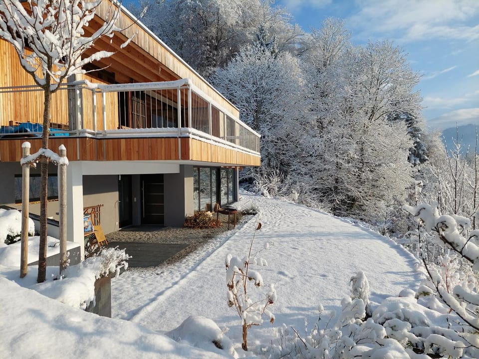 Property building, Winter, Garden
