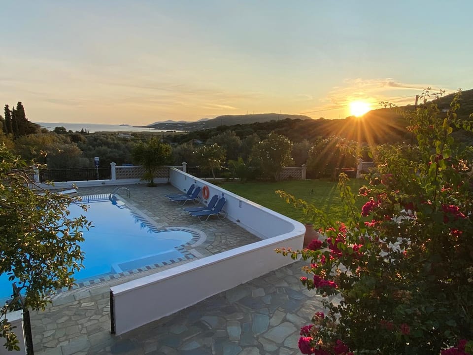 Pool view, Swimming pool, Sunset