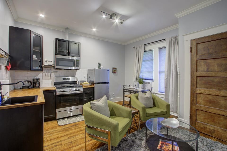 Living room, kitchen