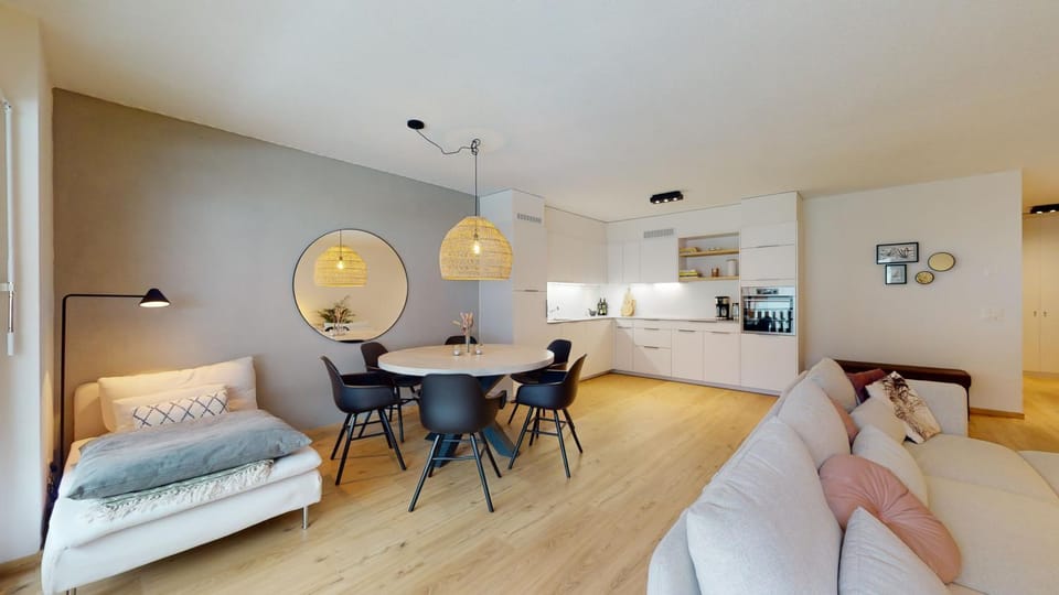 Kitchen or kitchenette, Living room, Dining area