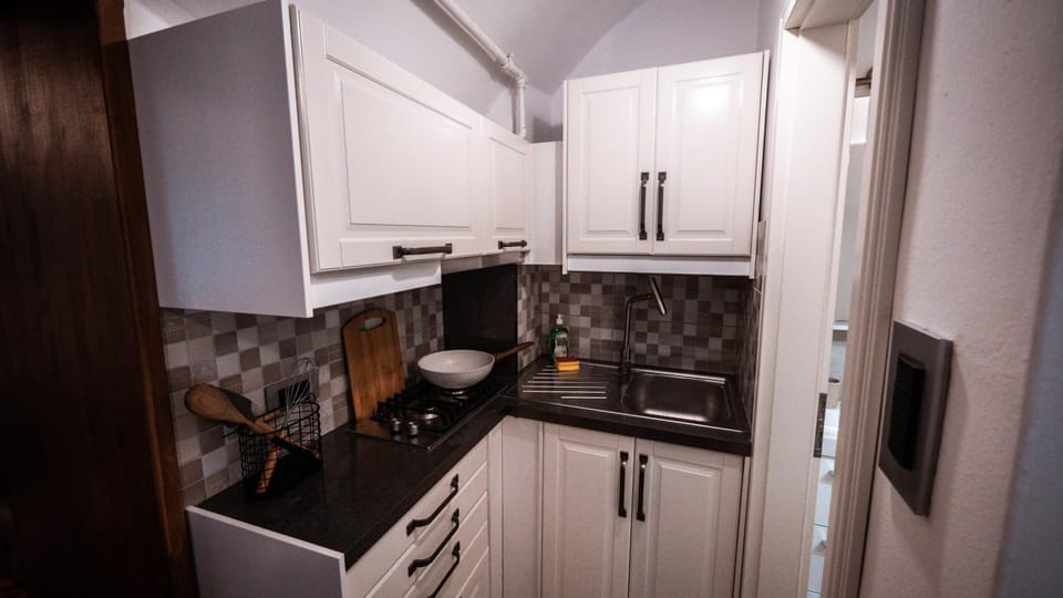 Kitchen or kitchenette, stove