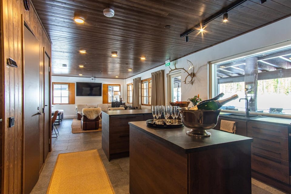 Kitchen or kitchenette, Living room, Seating area