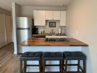 Kitchen or kitchenette, Dining area, dishwasher, stove, toaster