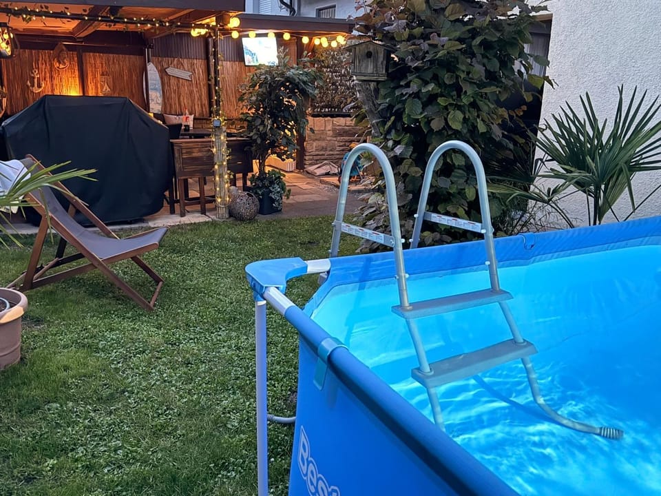 Property building, Living room, Swimming pool