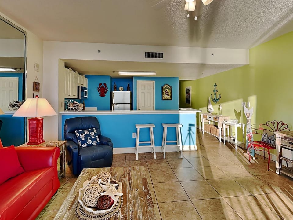 Kitchen or kitchenette, Living room, Seating area, furniture, air conditioner
