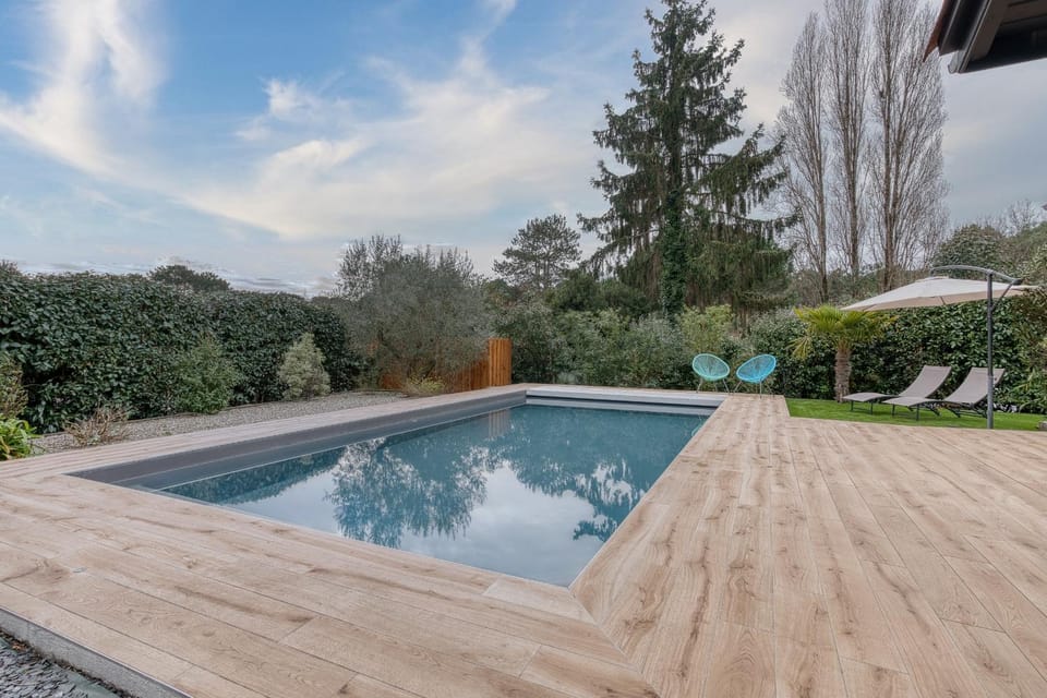 Property building, Living room, Swimming pool