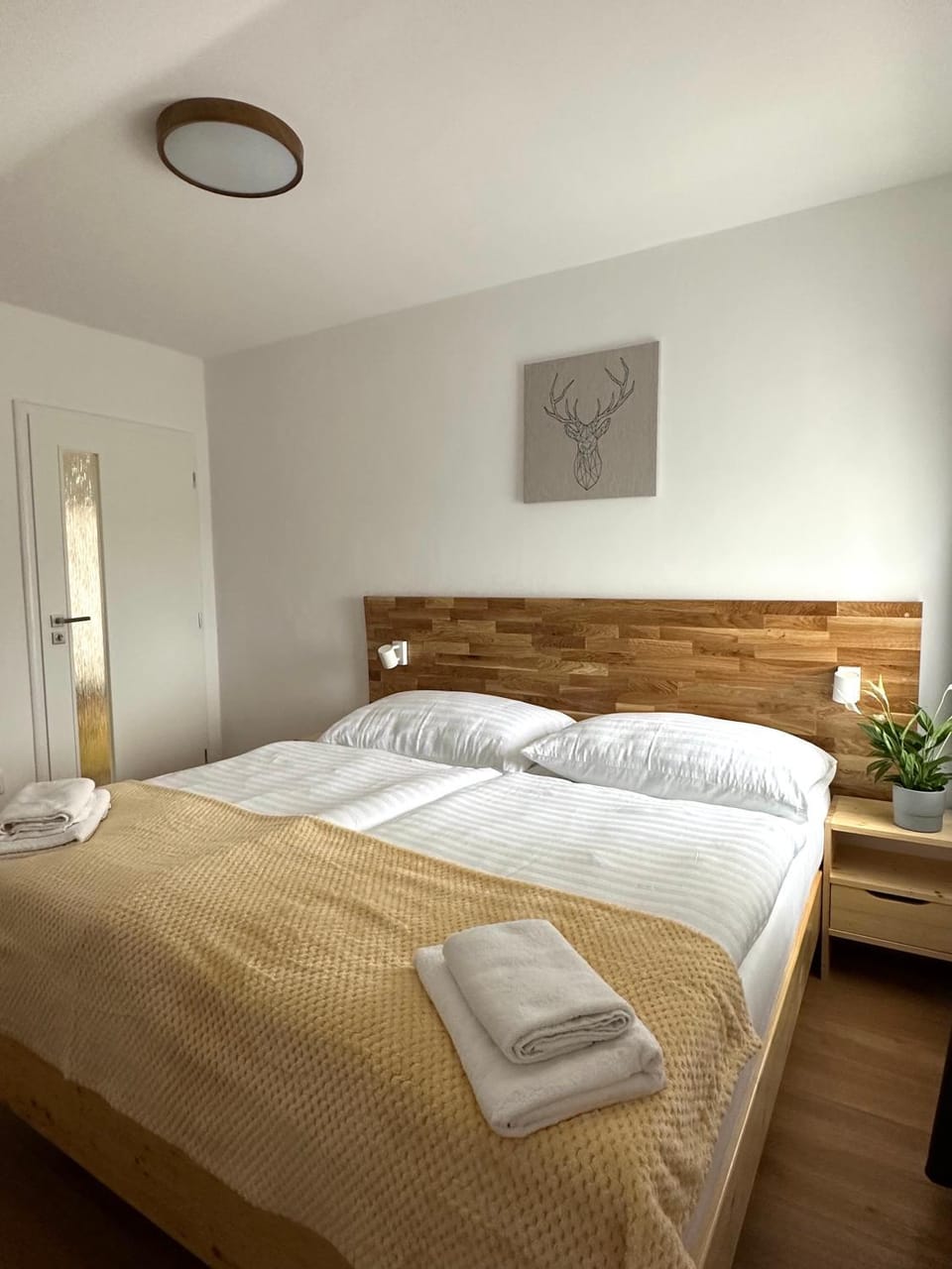 Bed, Photo of the whole room, Bedroom, towels