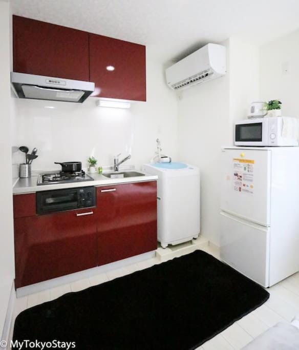 Kitchen or kitchenette, minibar, stove, air conditioner