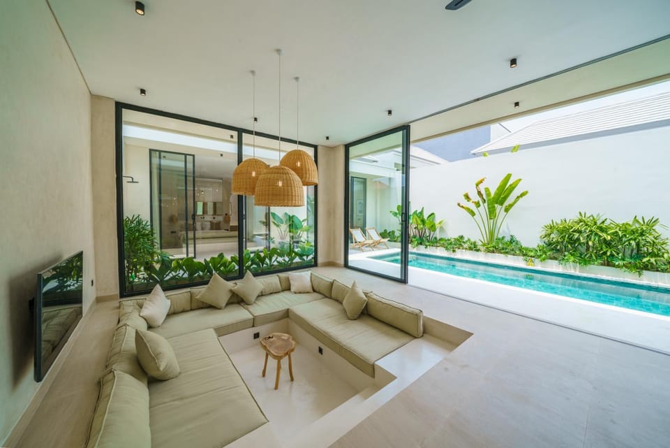 Living room, Seating area, Pool view, Swimming pool