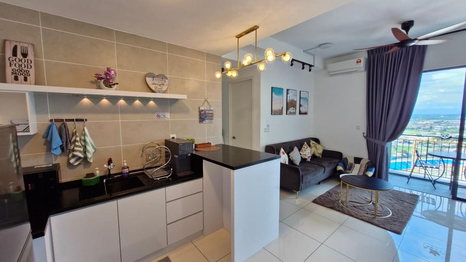 View (from property/room), Living room, Decorative detail, Seating area, minibar, air conditioner