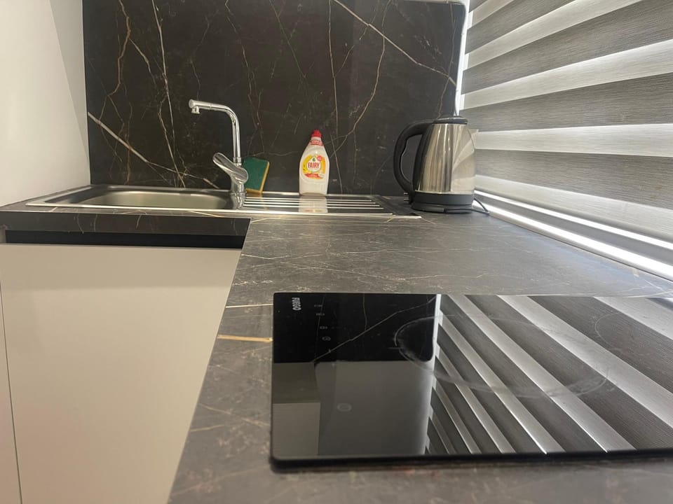Kitchen or kitchenette, stove