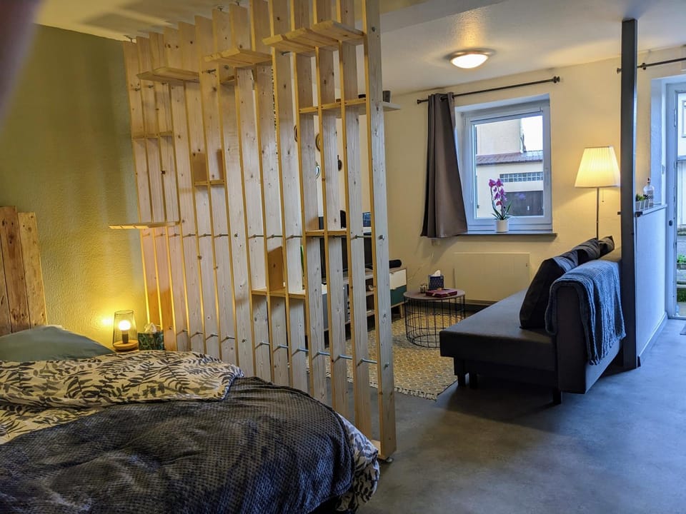 Bed, Living room, Photo of the whole room, Seating area, Bedroom