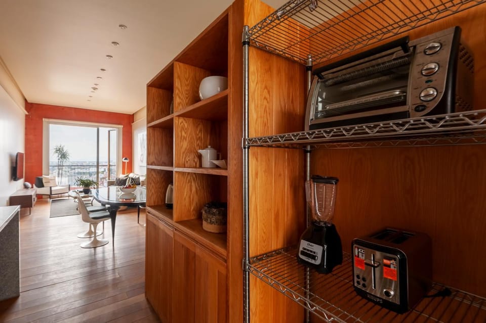 Kitchen or kitchenette, toaster