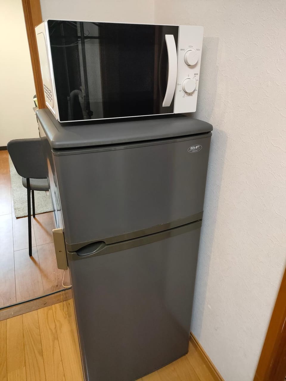 Kitchen or kitchenette, microwave