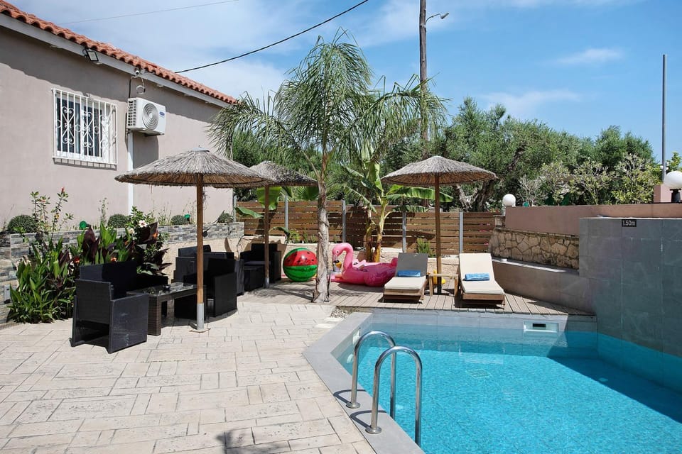 Property building, Living room, Swimming pool