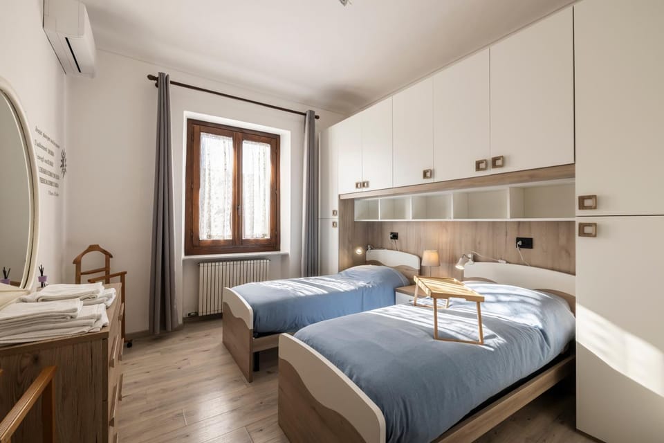 Bed, Photo of the whole room, Bedroom, towels, wardrobe, air conditioner