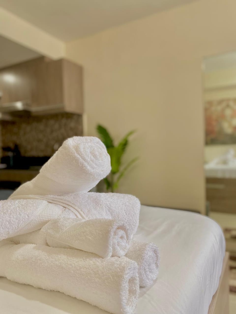 Photo of the whole room, Bedroom, towels