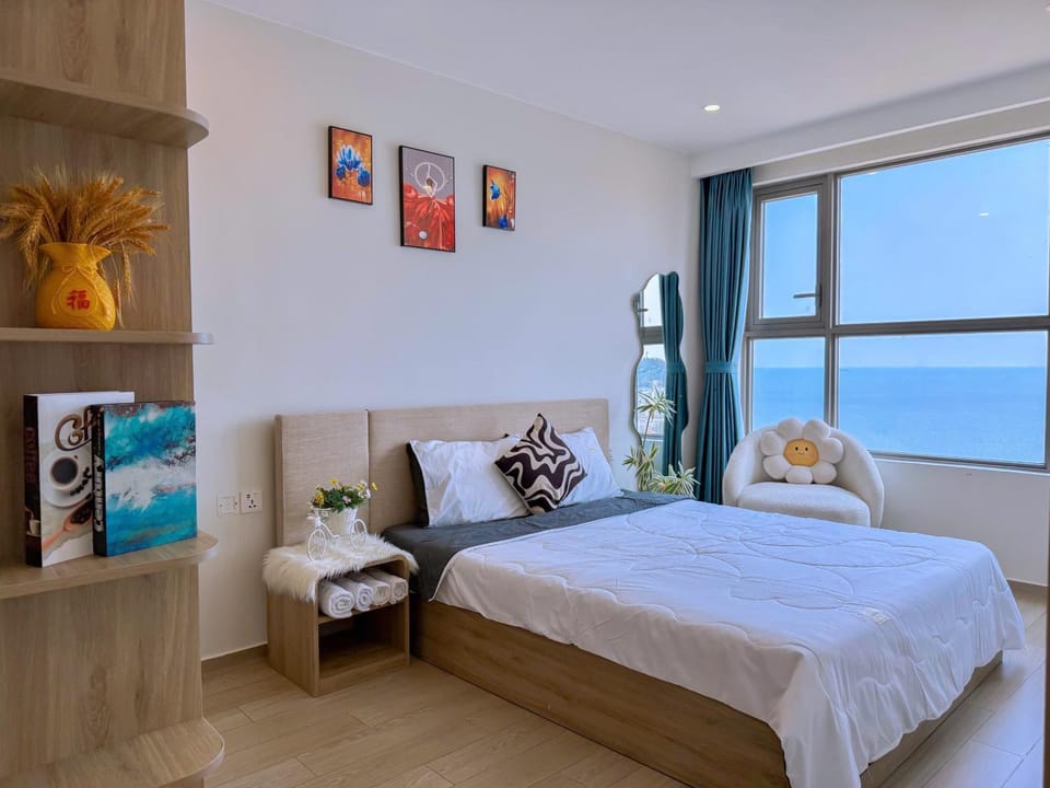 Bed, Natural landscape, Bedroom, Sea view