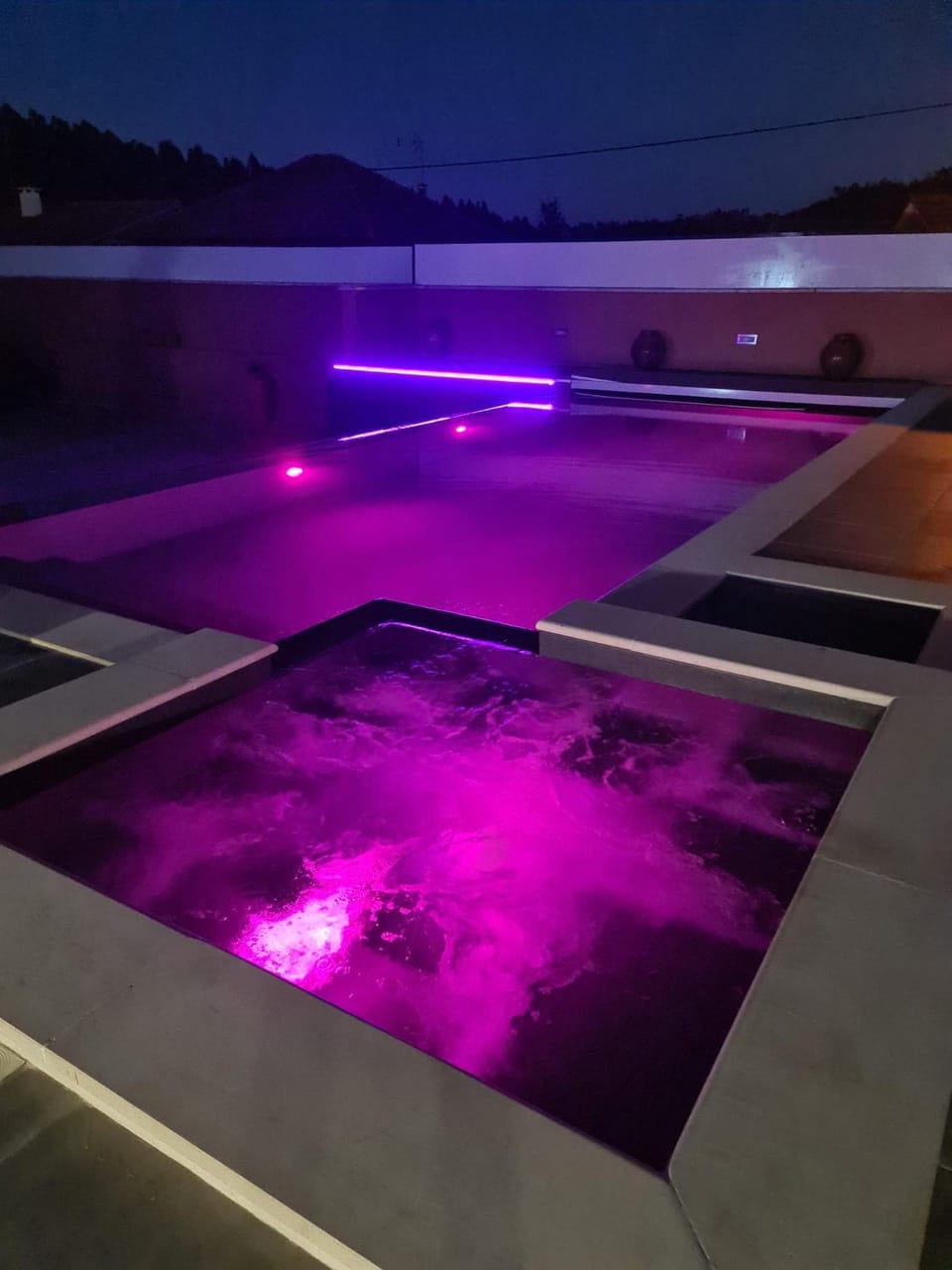 Night, Pool view, Swimming pool