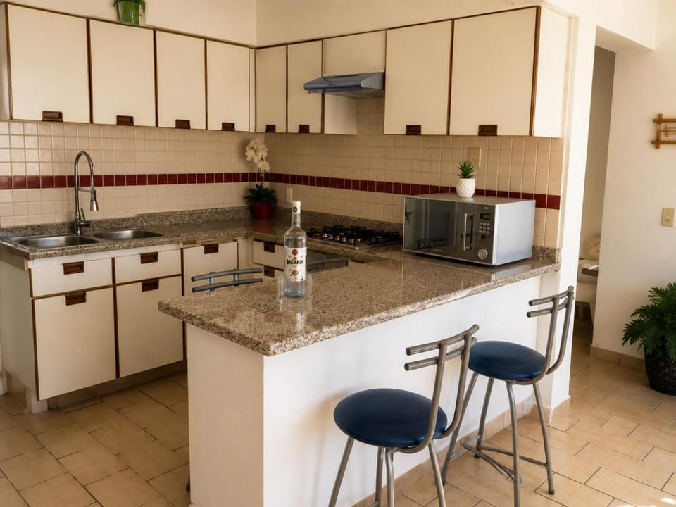 Kitchen or kitchenette, minibar, oven, stove, toaster