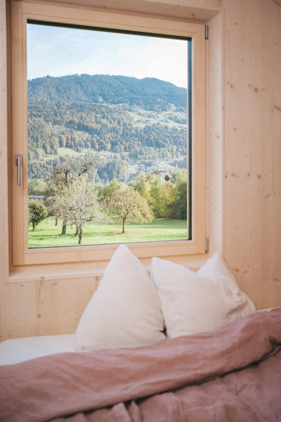 Bed, Natural landscape, Bedroom, Mountain view