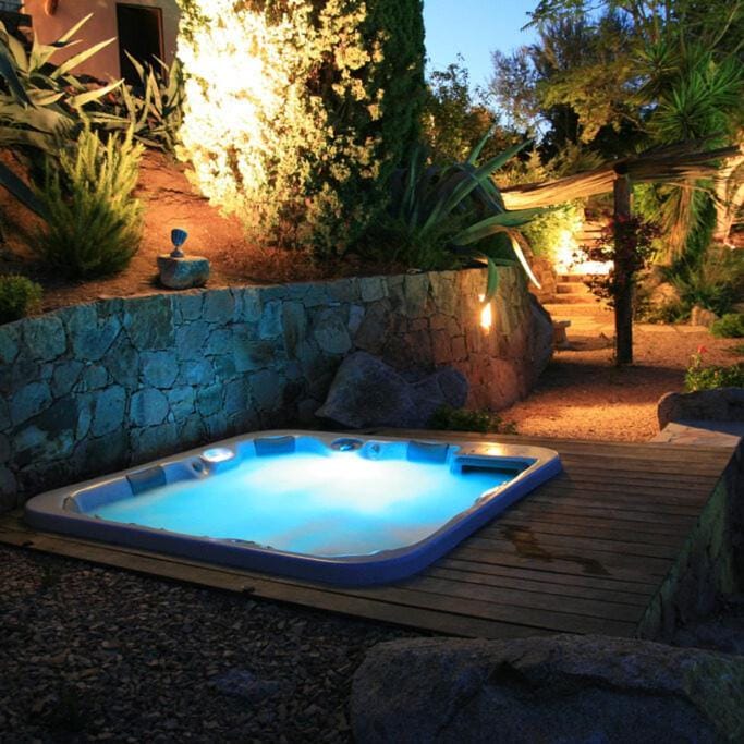 Night, Natural landscape, Garden, Hot Tub, Garden view, Pool view, Swimming pool
