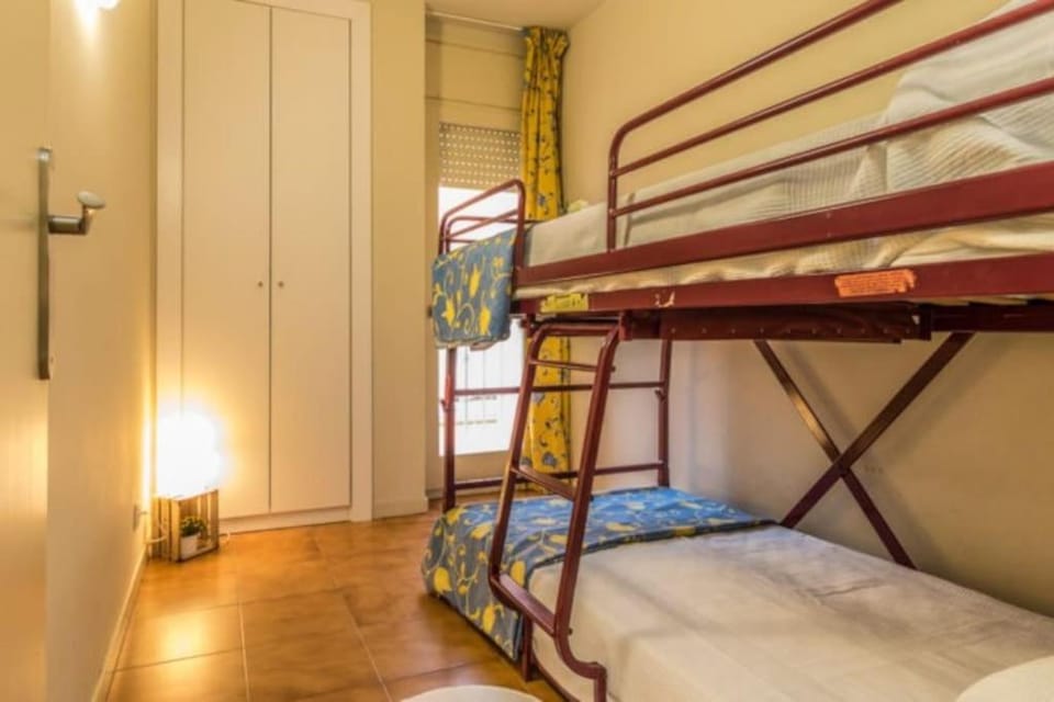Bedroom, bunk bed, wardrobe