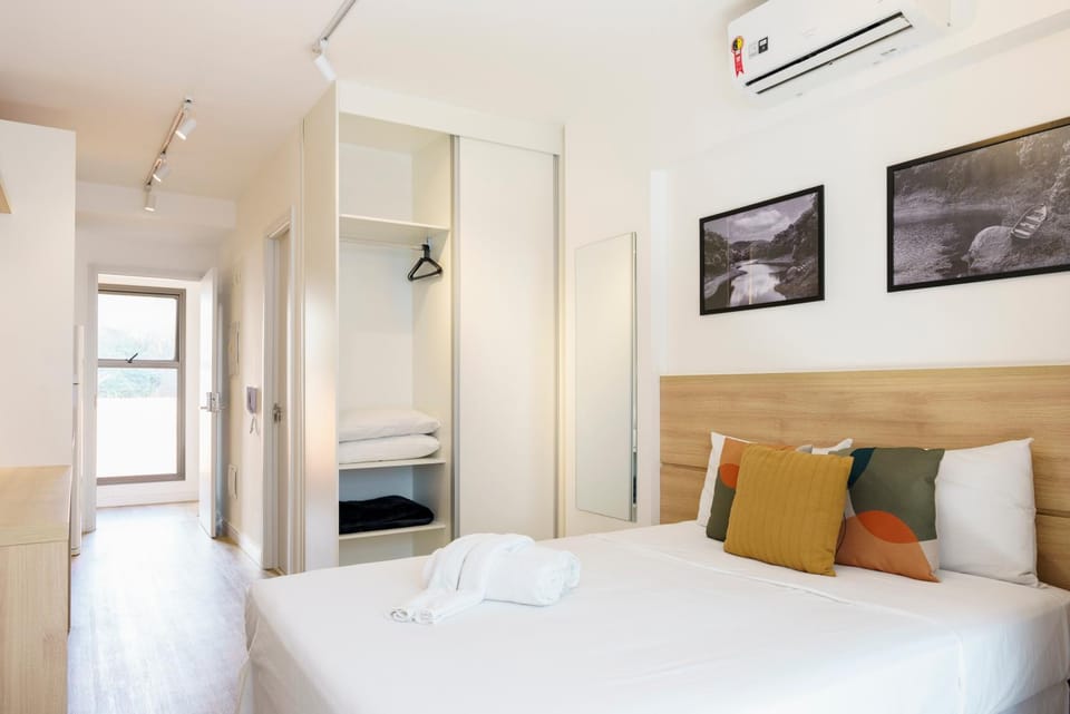 Bed, wardrobe, air conditioner