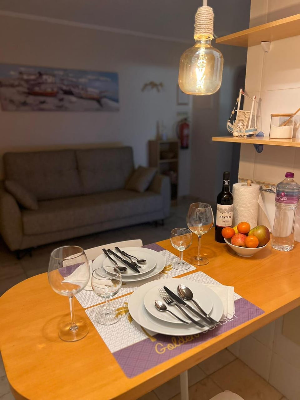 Kitchen or kitchenette, Living room, Dining area