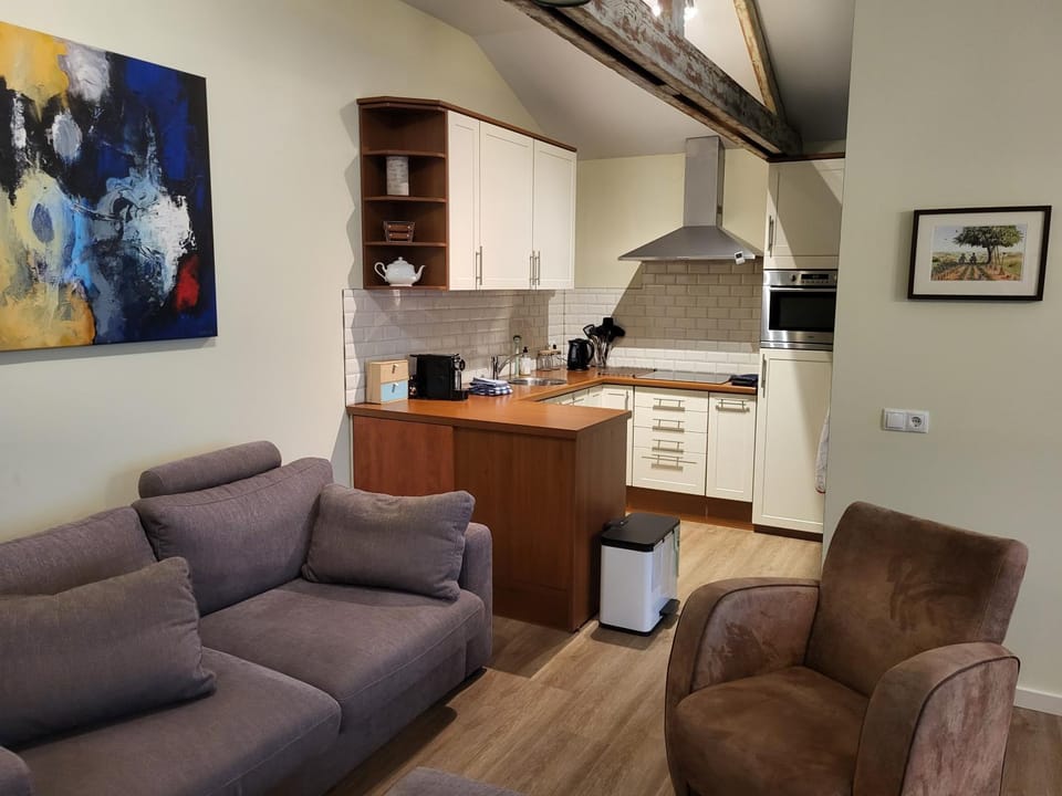 Kitchen or kitchenette, Living room, Seating area, minibar, pet friendly, stove