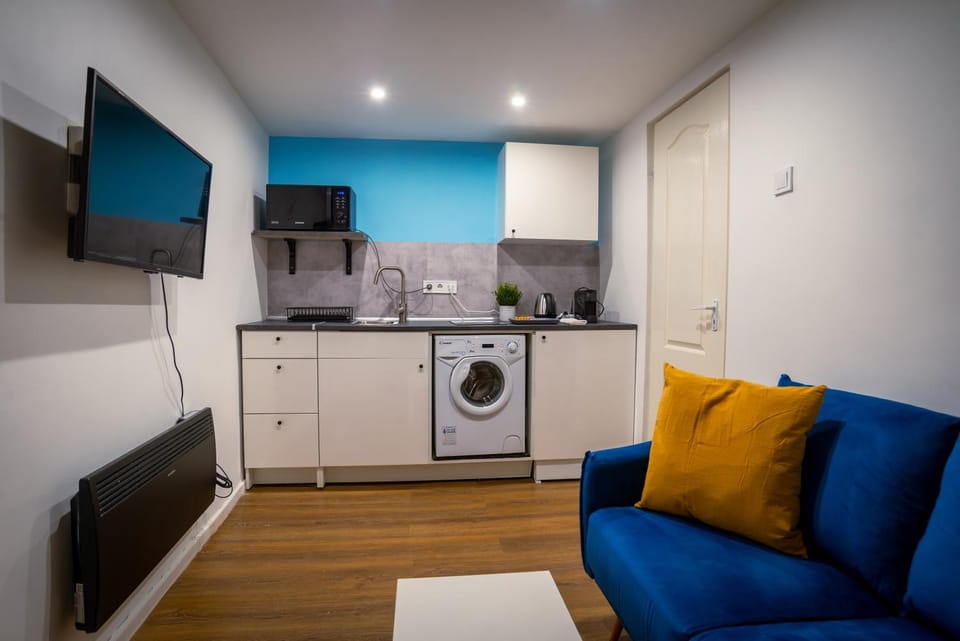 TV and multimedia, Kitchen or kitchenette, Living room, Seating area, Evening entertainment, minibar, stove, washing machine