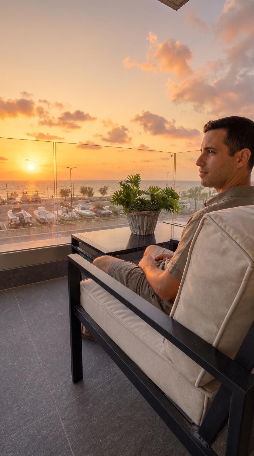 View (from property/room), Balcony/Terrace, Sea view, Sunrise, Sunset