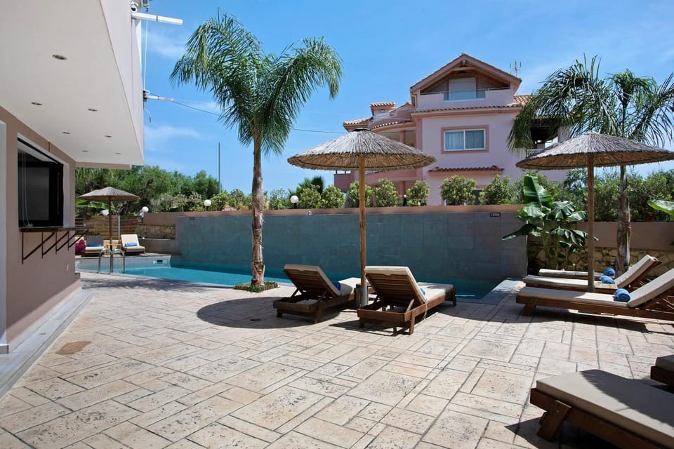Property building, Living room, Swimming pool