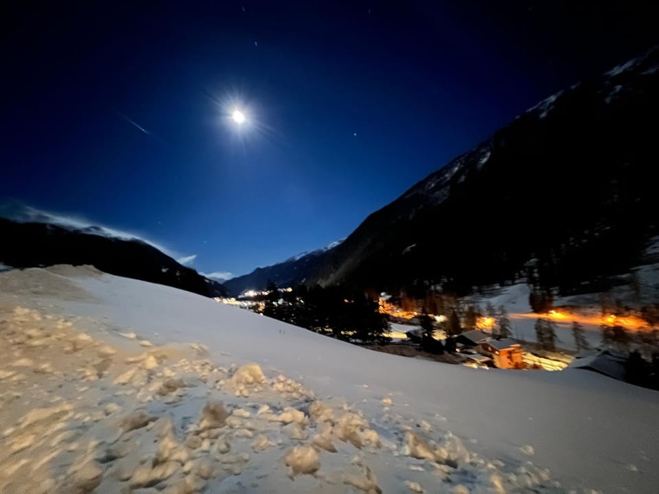 Night, Natural landscape, Winter, Mountain view