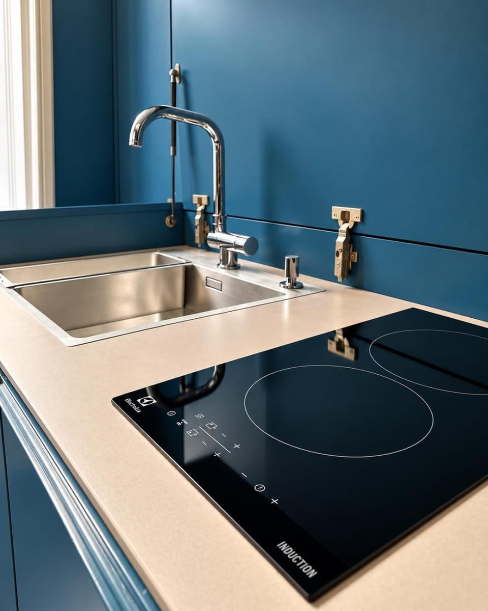 Kitchen or kitchenette, stove