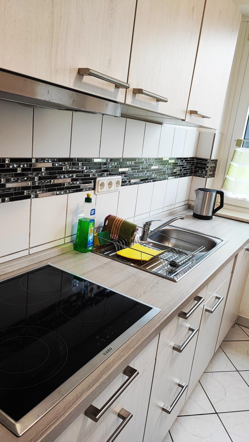 Kitchen or kitchenette, stove
