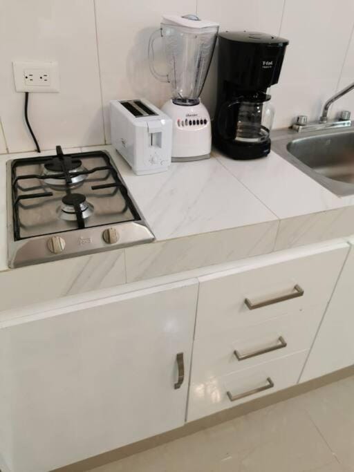 Kitchen or kitchenette, toaster