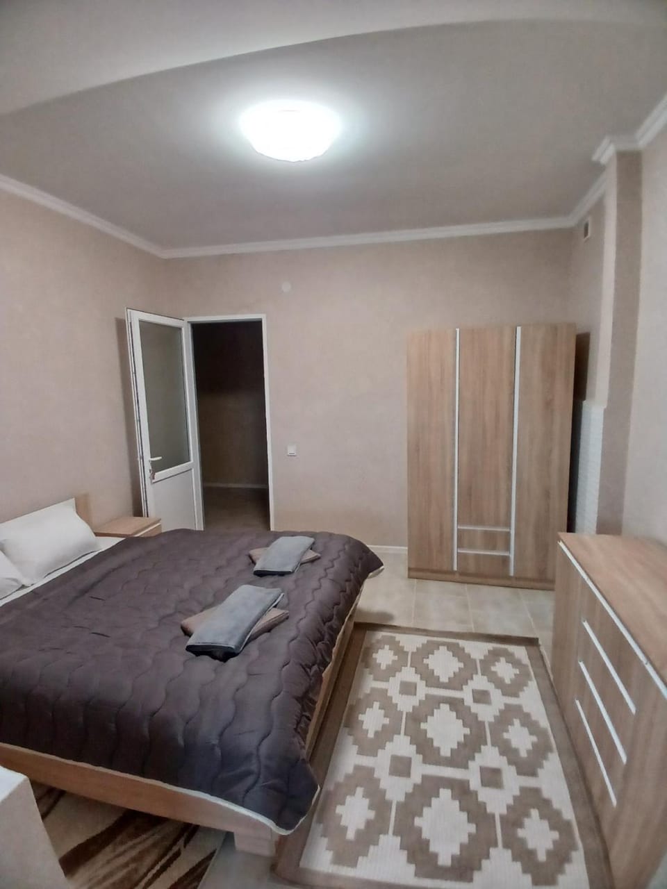 Bed, Photo of the whole room, Bedroom, towels, wardrobe
