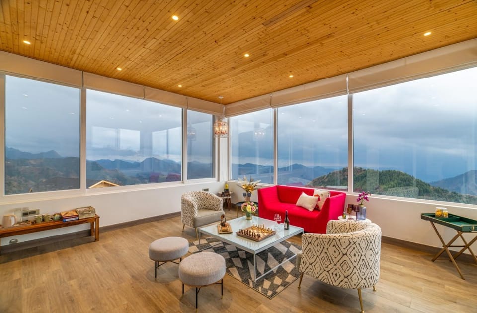 Natural landscape, Living room, Seating area, Mountain view