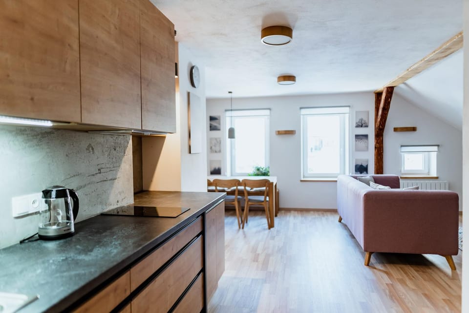 Kitchen or kitchenette, Living room, Seating area, Dining area, kitchen, kitchen