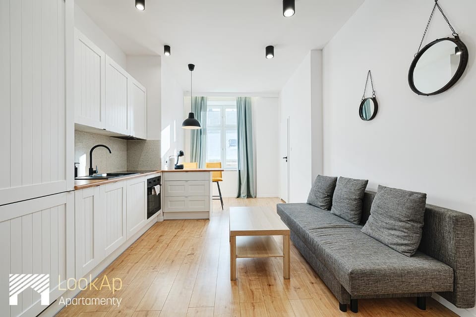 Kitchen or kitchenette, Living room, Seating area
