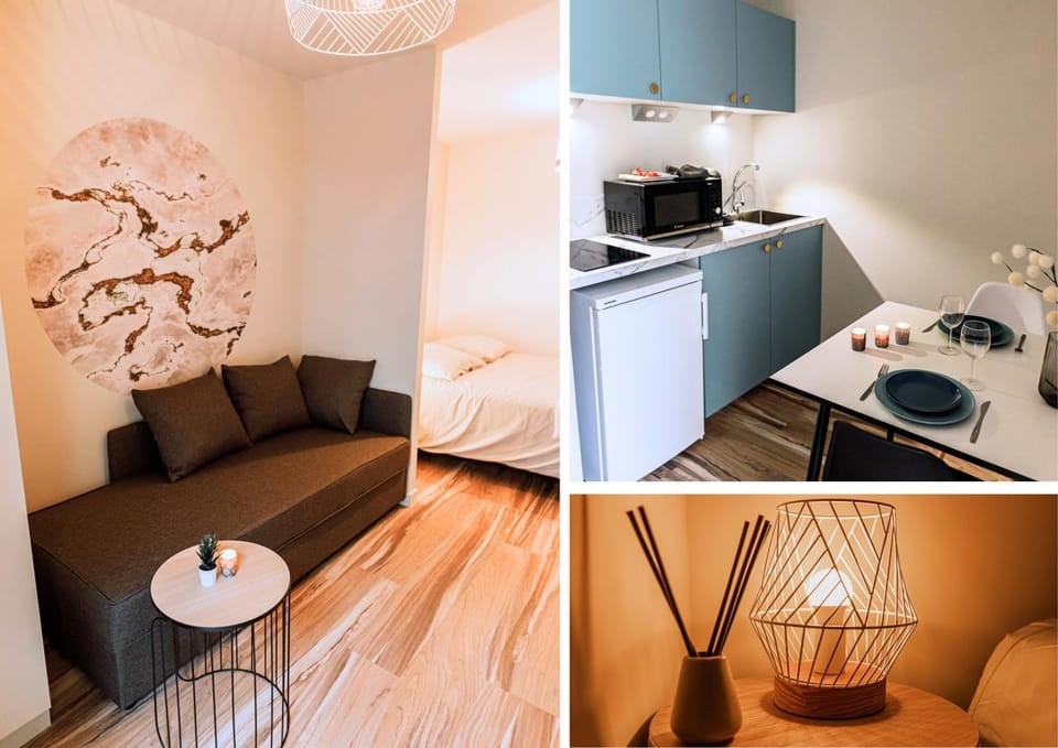 Kitchen or kitchenette, Living room, Seating area, Dining area, stove