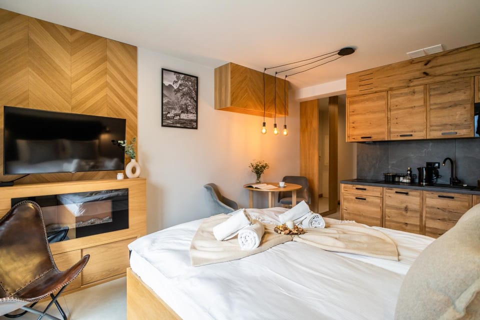 Bed, TV and multimedia, Kitchen or kitchenette, Photo of the whole room, Bedroom