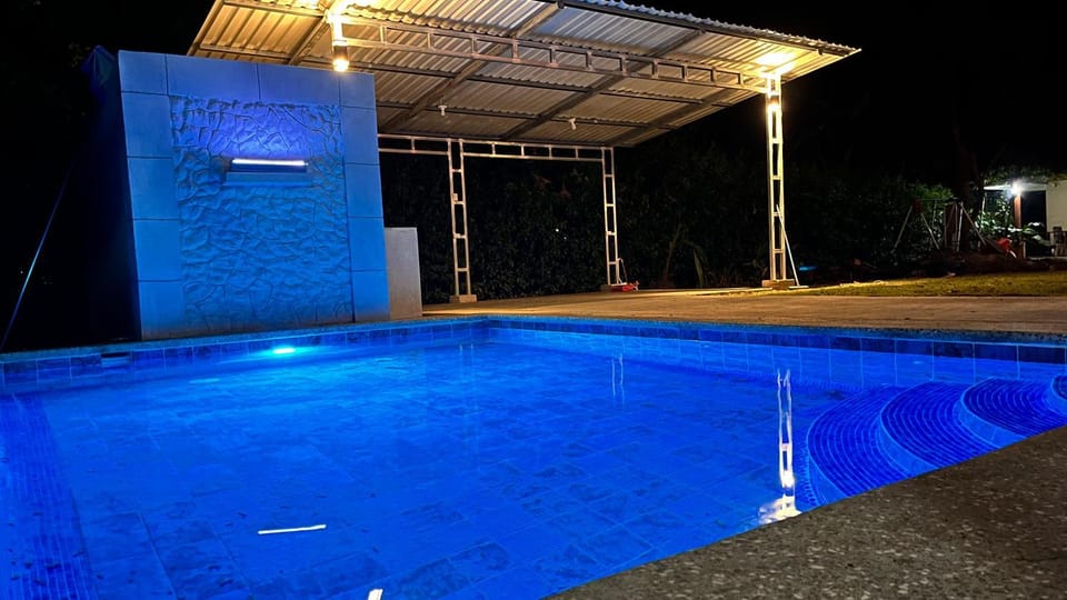 Night, Pool view, Swimming pool