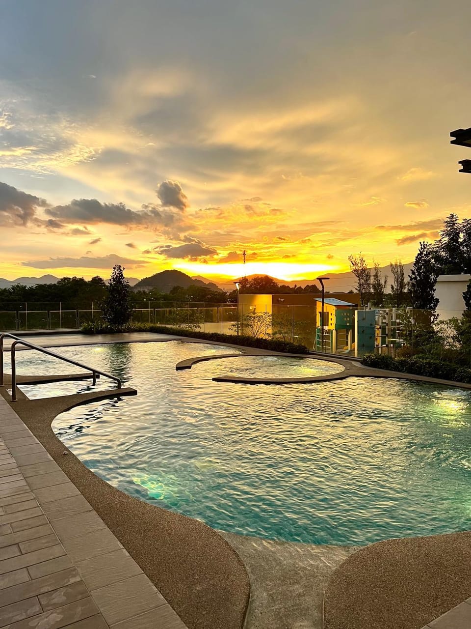 Swimming pool, Sunset