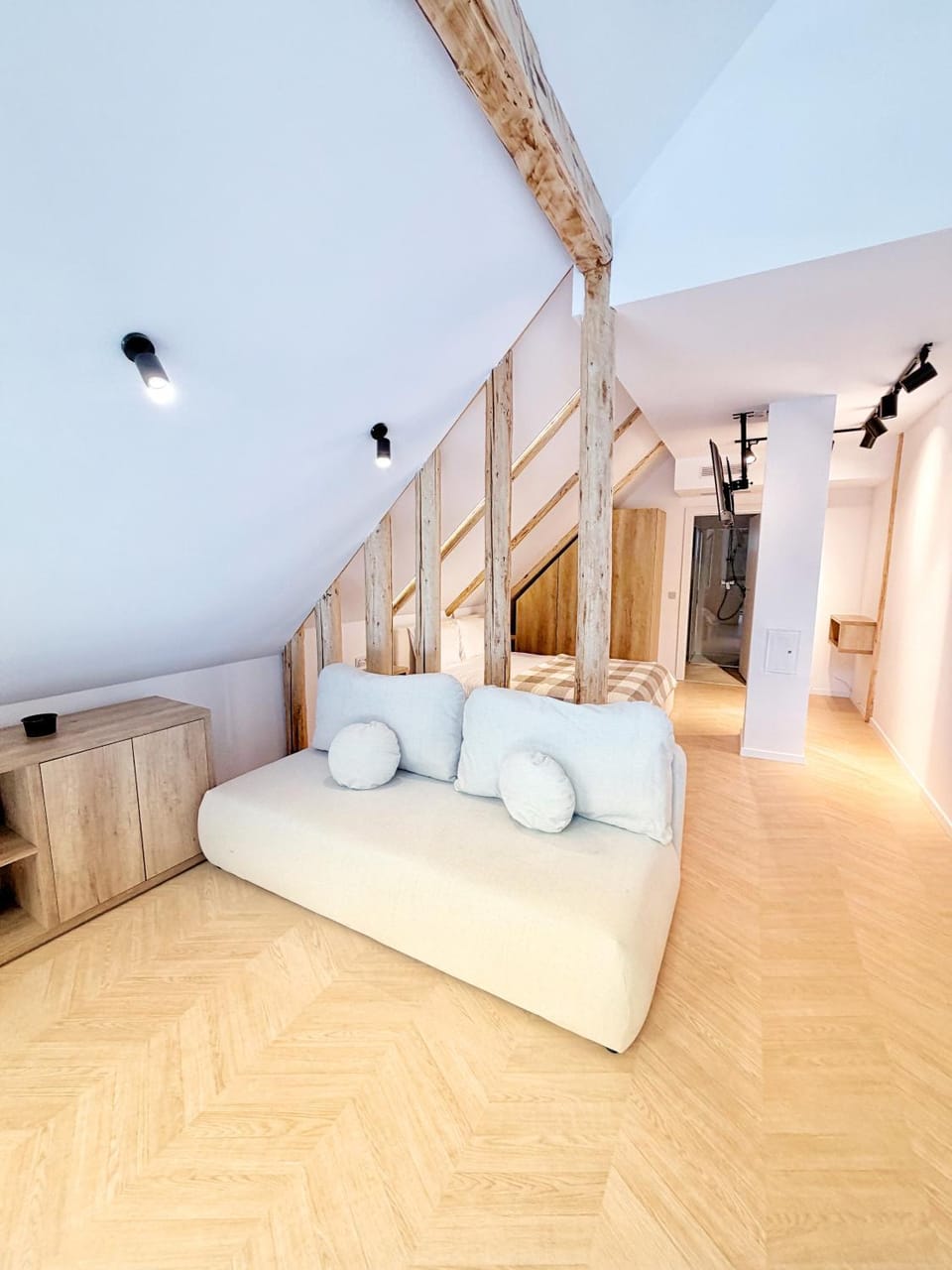 Bed, TV and multimedia, Living room, Photo of the whole room, Seating area, Bedroom