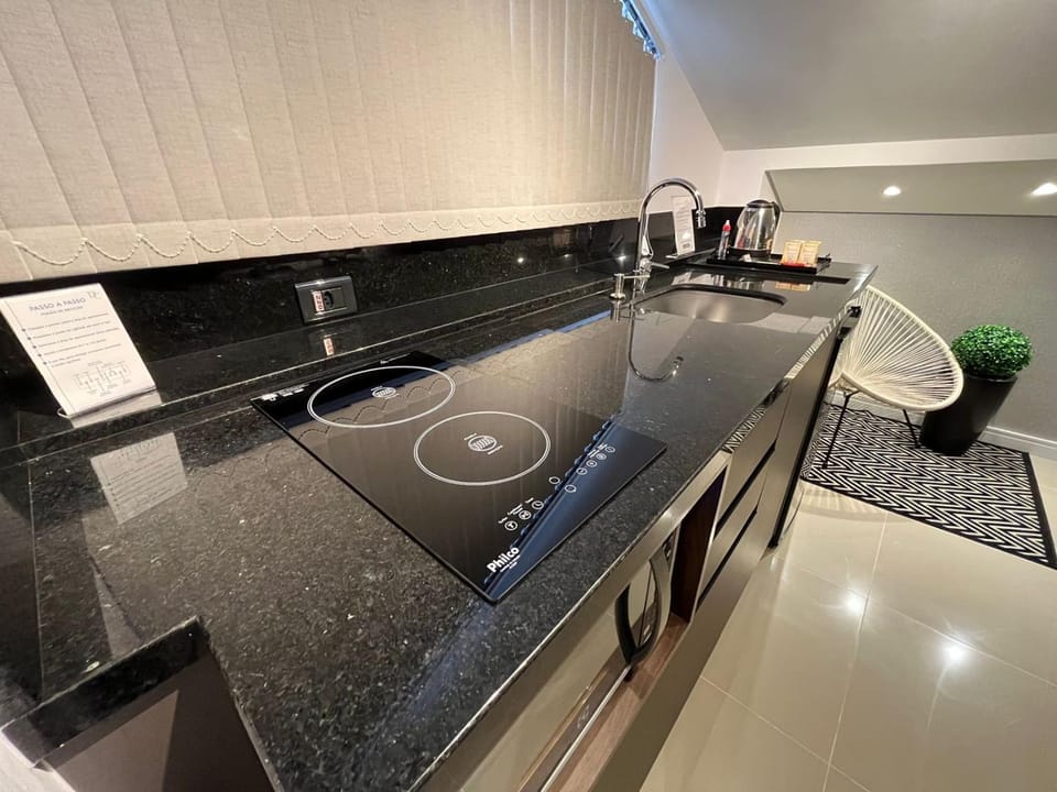 Kitchen or kitchenette, minibar, stove